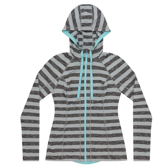 lukka Jackets & Blazers - Lukka Active Hooded Gray striped Women's Jacket - NWT -  Size Large